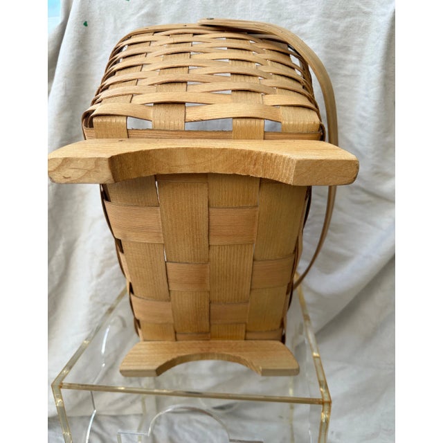 Vintage Peterboro Basket Co. Handwoven Gathering Basket For Sale In Palm Springs - Image 6 of 6