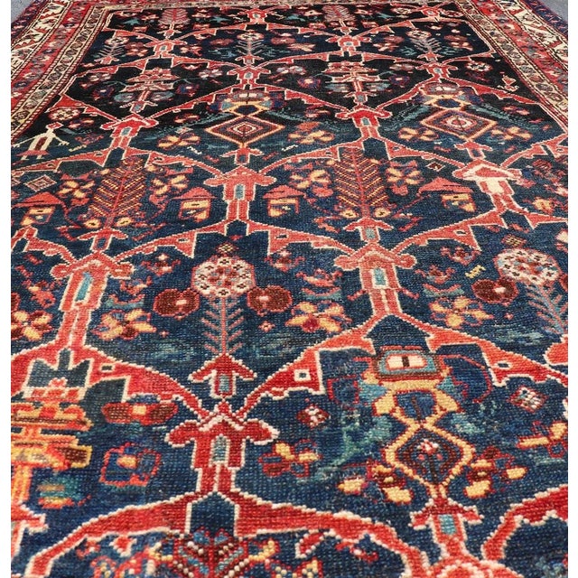 Early 20th Century Antique Persian Bakhitari Colorful Rug With All-Over Floral Medallion Design For Sale - Image 5 of 12