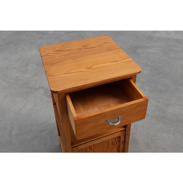 Wood Vintage French Art Deco Nightstand in Pine, 1940s For Sale - Image 7 of 13
