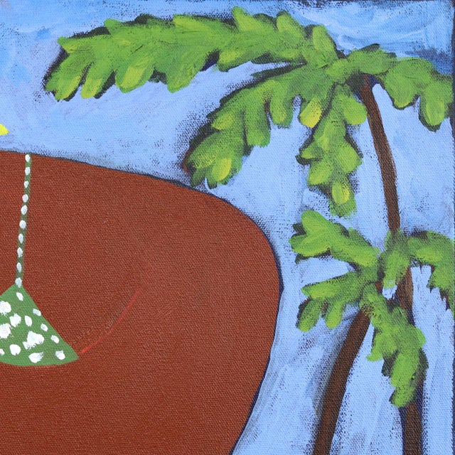 Textile She Belongs to the Shore - Colorful Figurative Still Life Artwork Woman on Beach by Courtney Simone For Sale - Image 7 of 9