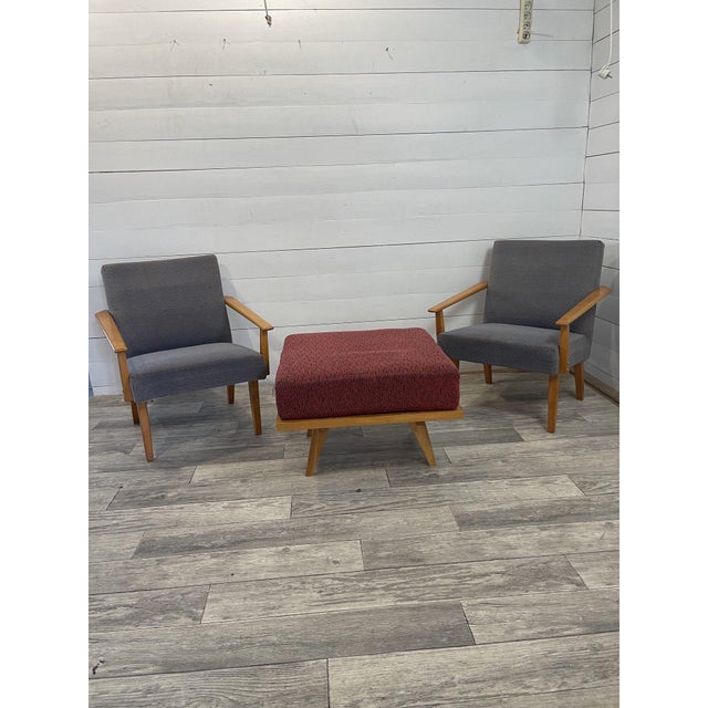 Vintage Chairs and Hocker by Tatra Nabytok, Czech Republic, 1970, Set of 3 For Sale - Image 9 of 9