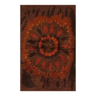 1950s Brown Mid-Century Scandinavian Modernist Diamond Swedish Wool Carpet Rug For Sale