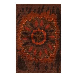 1950s Brown Mid-Century Scandinavian Modernist Diamond Swedish Wool Carpet Rug