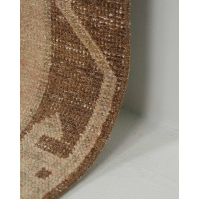 1970s Vintage Turkish Handmade Wool Cotton Brown Runner Rug For Sale In San Francisco - Image 6 of 11
