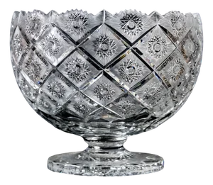 Large Hand-Cut Crystal Vase Centerpiece