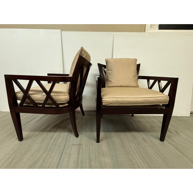 2000 - 2009 Barbara Barry for Baker Furniture Double X Armchairs, Pair For Sale - Image 5 of 12