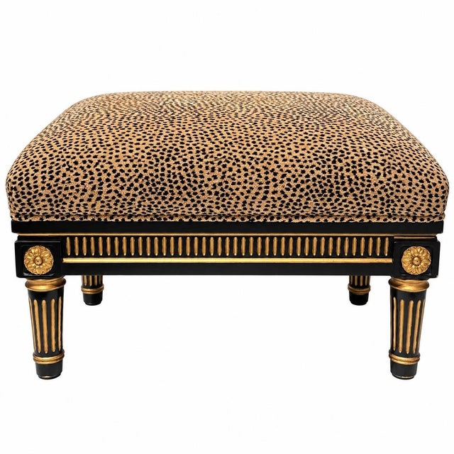A stunning vintage footstool by Interior Crafts Inc., beautifully crafted in the French Louis style. The elegant wood...