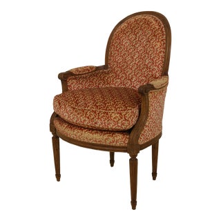 French Louis XVI Style Walnut Armchair For Sale