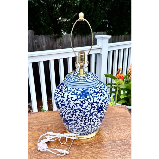 Ralph Lauren Blue & White Porcelain Lamp For Sale - Image 9 of 11