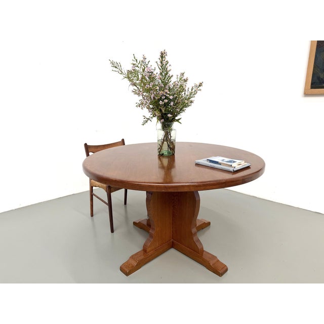 Brutalist Round Table in Oak, 1960s For Sale - Image 13 of 18