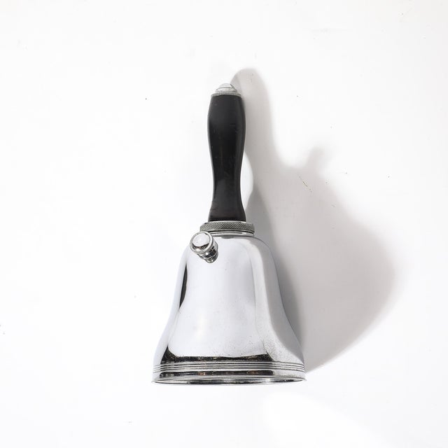 1930s Art Deco Chrome Town Crier Bell Form Cocktail Shaker W/ Ebonized Walnut Handle For Sale - Image 11 of 13