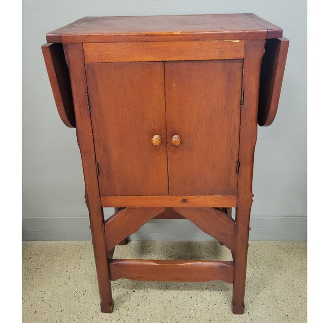 Red Vintage Red Cabinet With Drop-Down Sides For Sale - Image 8 of 9