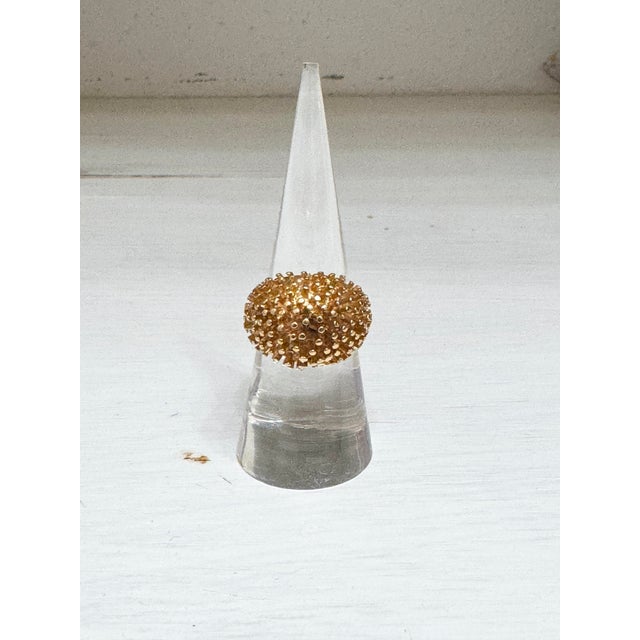 Late 20th Century Vintage Mid-Century Style Gold-Tone Spiked Sea Urchin Dome Cocktail Ring For Sale - Image 5 of 10