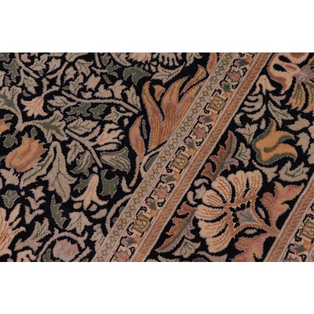 1990s Art Nouveau 1990's Pak-Persian Black/Gold Wool Rug - 8'1'' X 9'9'' For Sale - Image 5 of 9