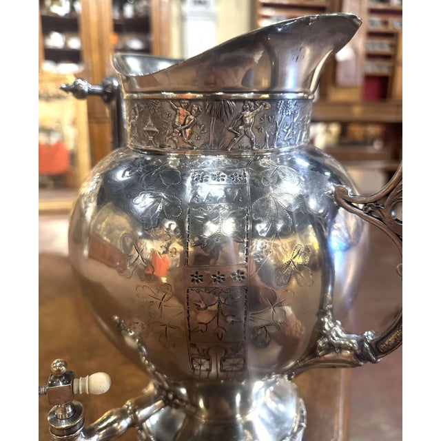 Silver Early 20th Century English Silver-Plated Samovar With Lion Finial For Sale - Image 8 of 12
