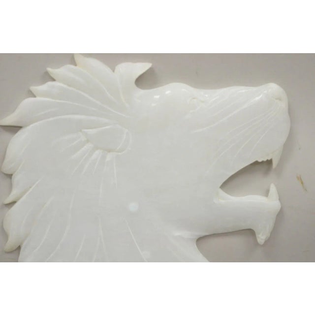 Vintage Italian Carved White Alabaster Lion Head Sculpture Statue Figure (A) For Sale In Philadelphia - Image 6 of 10