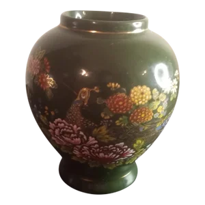 Japanese Emerald Green Moriage Round Bud Vase