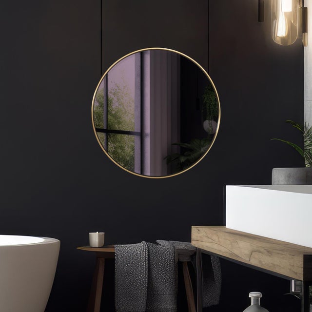 Broidy Round Mirror- Aubergine Purple For Sale In Chicago - Image 6 of 9