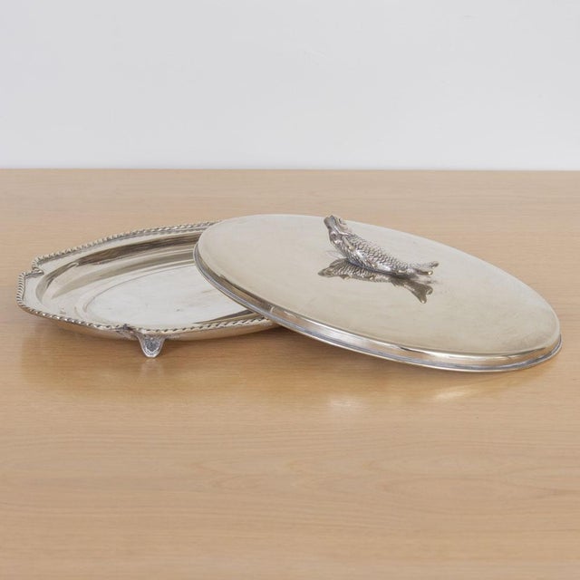 1940s Alpaca Silver Fish Serving Tray With Lid, Spain For Sale - Image 9 of 16
