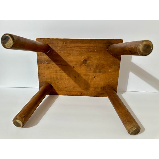 Vintage 1970s/1908s Hand Crafted Wooden Folk Art Foot Stool For Sale - Image 12 of 12