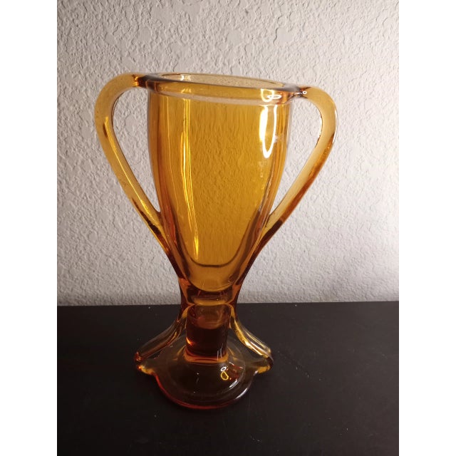 Glass 1920 Fostoria Amber Glass Tut Vase. For Sale - Image 7 of 7
