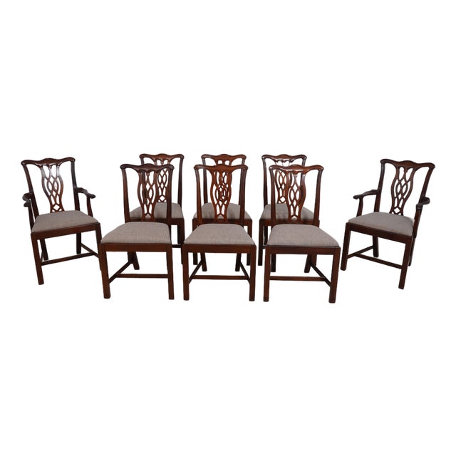Set of 8 Hickory Chair Co Mahogany Dining Room Chairs For Sale