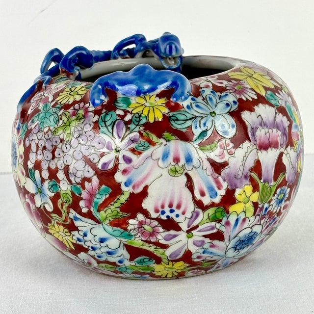 Chinese Famille‑Rose Brush Pot With Applied Blue Dragons, Guangxu Mark — Late Qing / Early Republic, 5" For Sale - Image 12 of 13