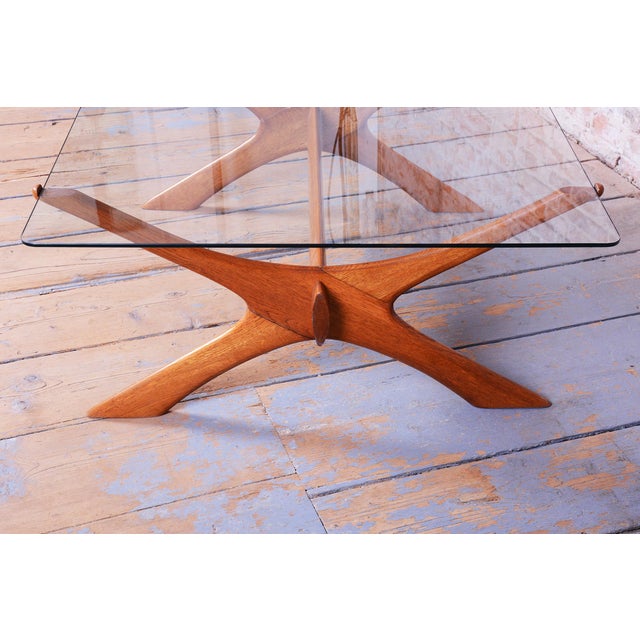 Mid-Century Oak and Glass Dining Table attributed to F. S. Abeln, Italy, 1950s For Sale - Image 6 of 10