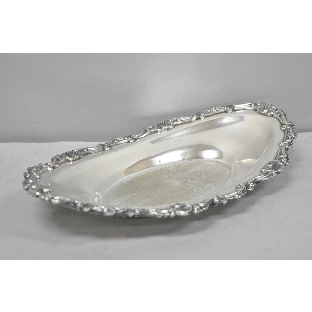 Vintage Victorian Style Silver Plated Oval 13.5" Trinket Serving Dish (B) For Sale - Image 11 of 16