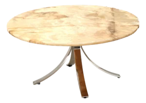 Vintage Round Onyx Coffee Table with Chrome Base, 1970s