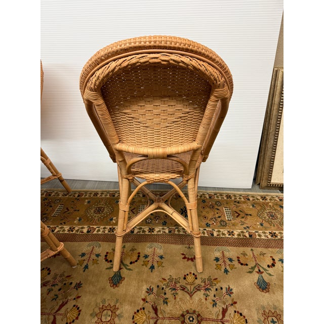 Wood Serena & Lily Sunwashed Rivera Rattan Dining Side Chairs, Set of Five For Sale - Image 7 of 12