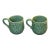 Vintage Bordallo Pinheiro Portugal Green Vine Leaf Mugs Coffee Tea Cups - Pair For Sale