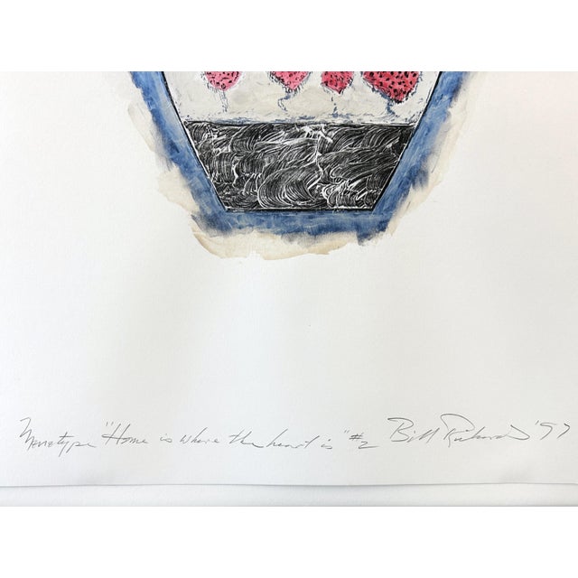 Postmodern Bill Richards 20th-21st C. American Post Modernist Mixed Media Monotype Triptych For Sale - Image 3 of 7