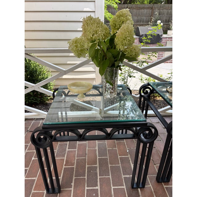 1920s Pair of 1920s French Deco Style Iron Metal Occasional Side Tables For Sale - Image 5 of 11