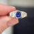 Art Deco Three Stone Synthetic Sapphire and Diamond Ring For Sale - Image 13 of 14