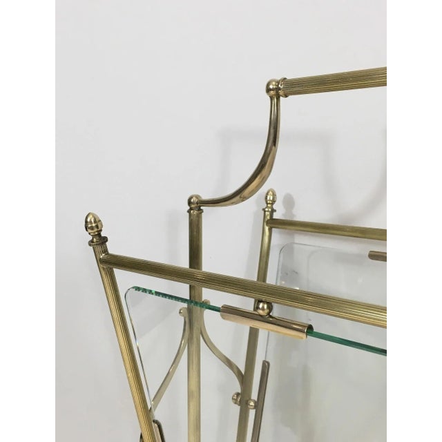 Neoclassical Brass and Glass Magazine Rack For Sale - Image 11 of 13