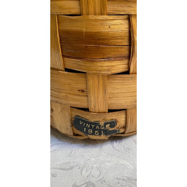 1950s Demijohn Rattan Wrapped Green Wine Bottle Original Tag, Vintage 1951 For Sale - Image 5 of 11