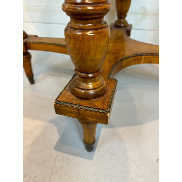 Wood Vintage Bronze Ormolu-Mounted Oval Marquetry End or Side Table, C. 1940s For Sale - Image 7 of 12