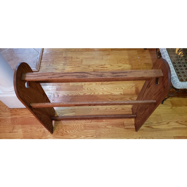 Farmhouse Vintage Farmhouse Country Oak Blanket Stand For Sale - Image 3 of 5