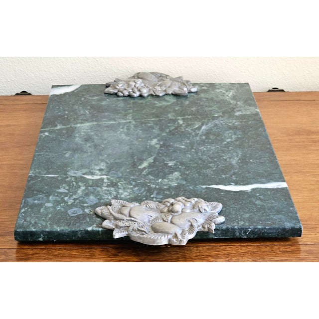 Vintage Seagull Pewter & Green Marble Charcuterie Board For Sale In Naples, FL - Image 6 of 18