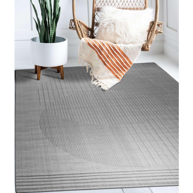 Contemporary 9x12 Majestic Chic Charcoal Geometric Abstract Handmade Wool Carpet Rug For Sale - Image 3 of 8