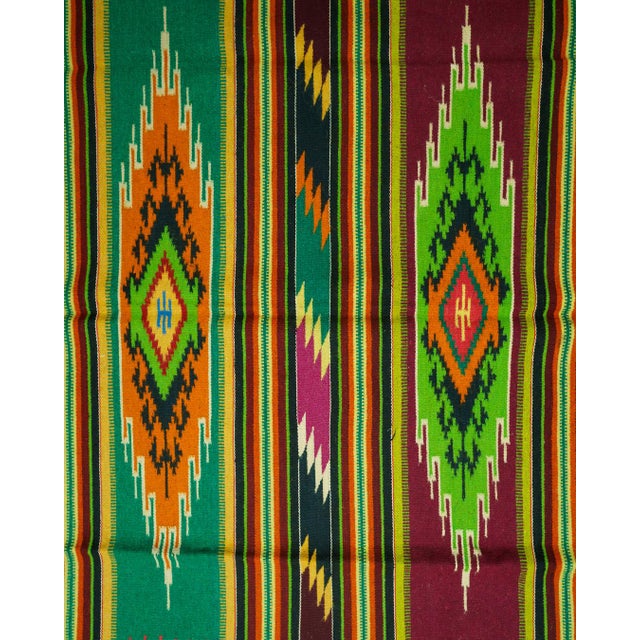 Vintage Romanian Handwoven Wool Kilim Rug with Striped Geometric Pattern and Fringe, 1960s For Sale - Image 6 of 10