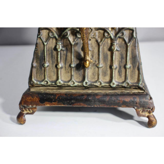 Metal Vintage Gothic Revival Lidded Box With Ornate Embossed Detailing For Sale - Image 7 of 9
