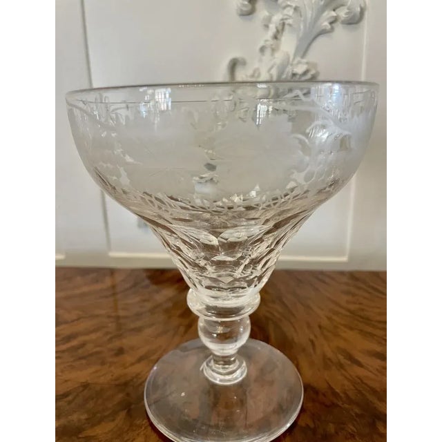 Large Antique Victorian Engraved Glasses, 1860, Set of 4 For Sale - Image 6 of 9