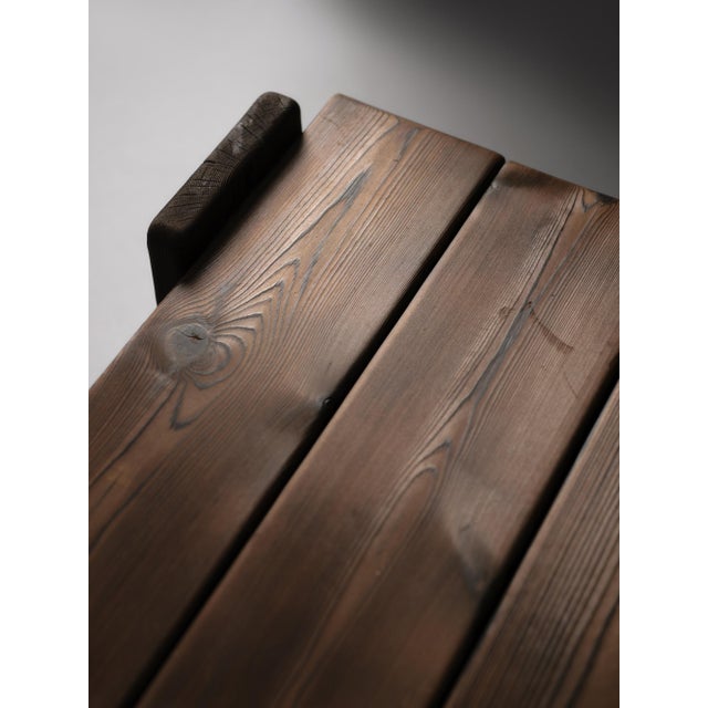1960s Stained Pine Brutalist Coffee Table For Sale - Image 4 of 5