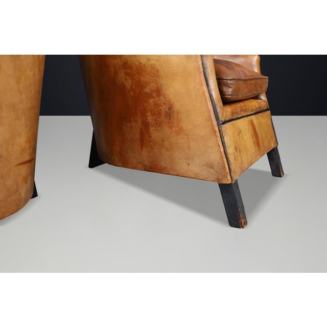 Patinated Leather Armchairs attributed to Bart van Bekhoven, Netherlands, 1970s, Set of 2 For Sale - Image 13 of 18