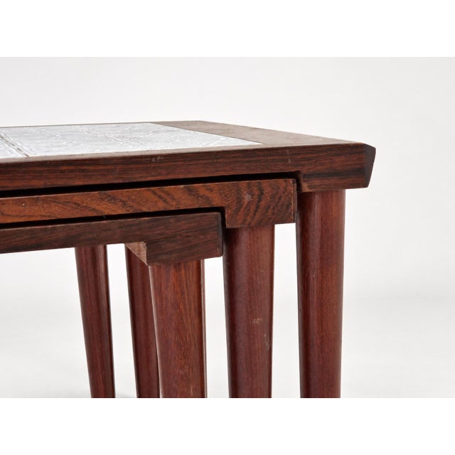 Rosewood Nesting Tables with Ceramic Tiles, Denmark, 1960s, Set of 3 For Sale - Image 15 of 18