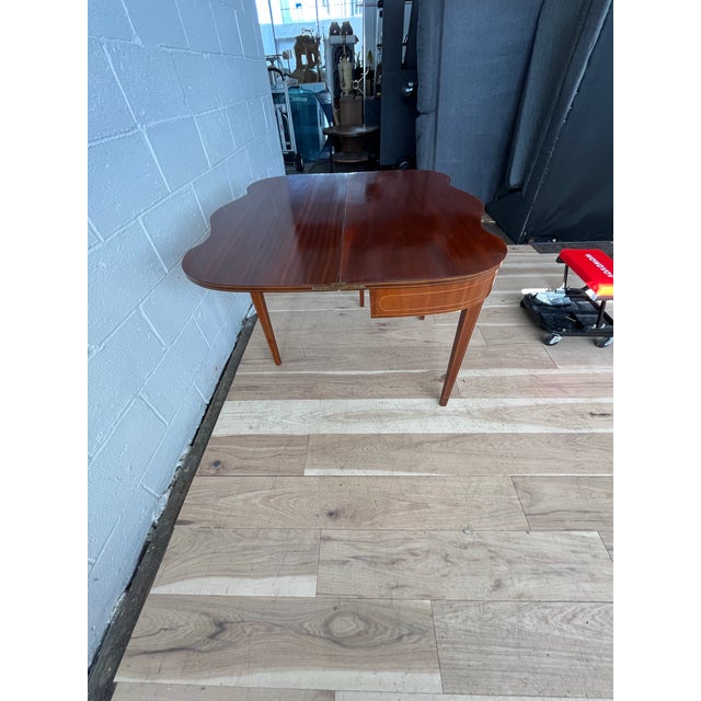 Vintage Hepplewhite-Style Inlaid Mahogany Flip Top Game Card Table For Sale - Image 9 of 10