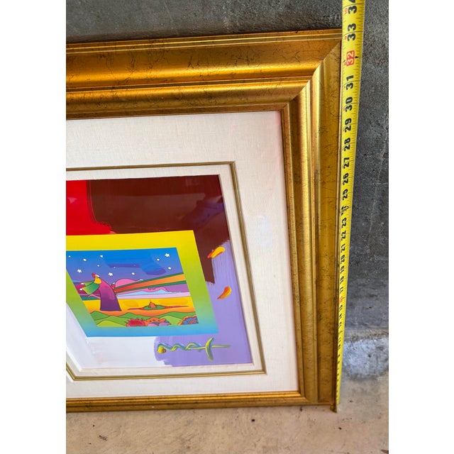 1970s Peter Max, "2 Sages With Stars" Framed Oil Painting Mixed Media Hand Signed For Sale In Atlanta - Image 6 of 7