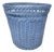 Mid-Century Boho Chic Coastal French Blue Wicker Wastebasket. For Sale
